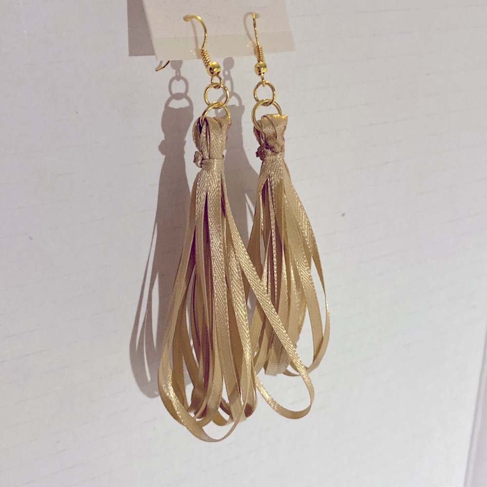 Ribbon chandelier Earrings Handcrafted